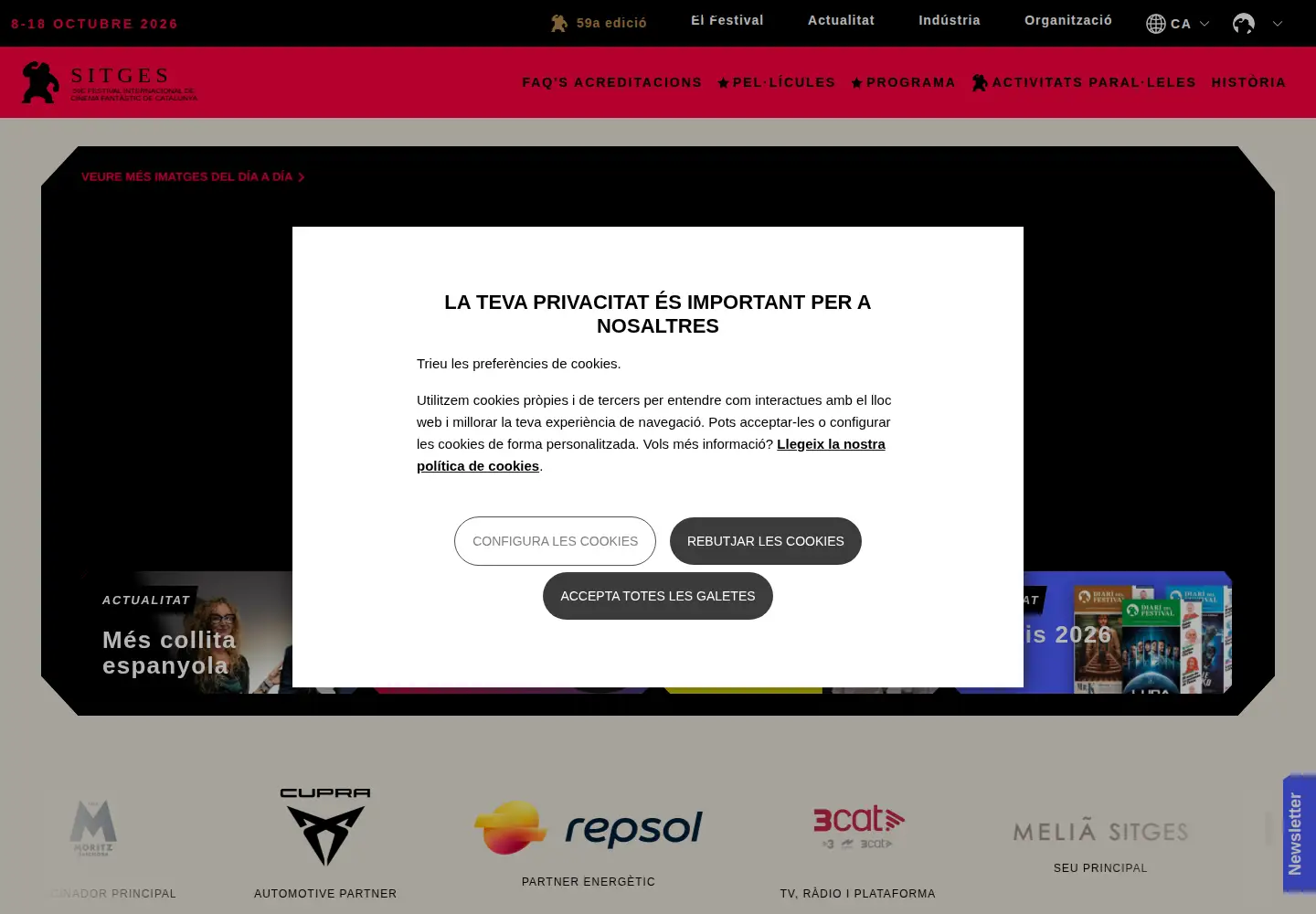 Captured homepage of sitgesfilmfestival.com in the current scan