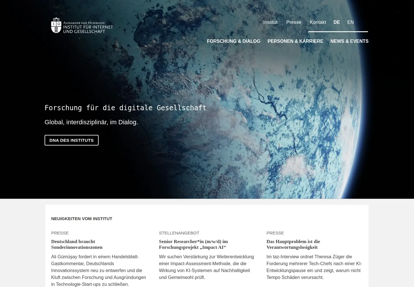 Captured homepage of hiig.de in the current scan