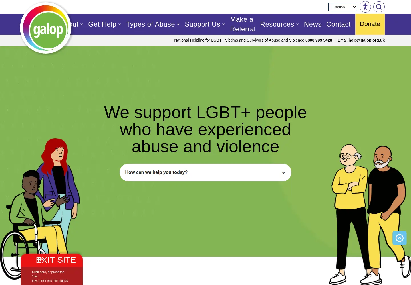 Screenshot of galop.org.uk