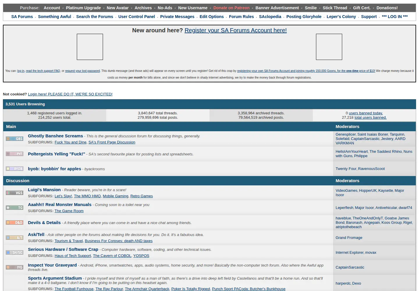 Screenshot of somethingawful.com