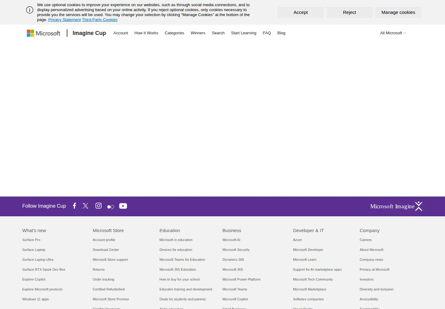 Screenshot of imaginecup.com