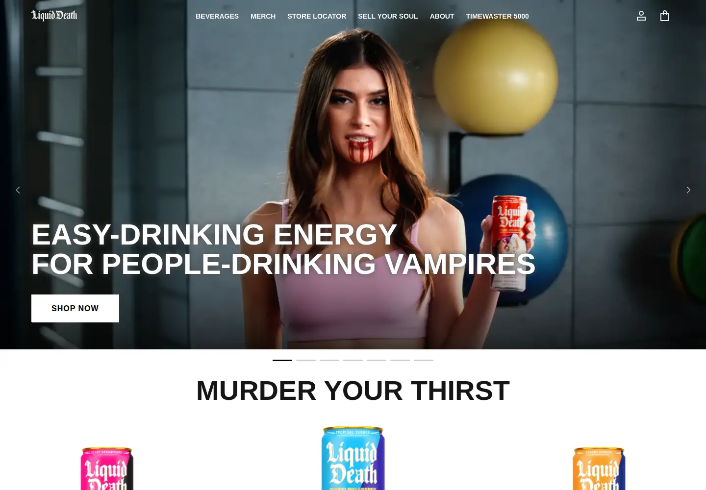 Captured homepage of liquiddeath.com in the current scan