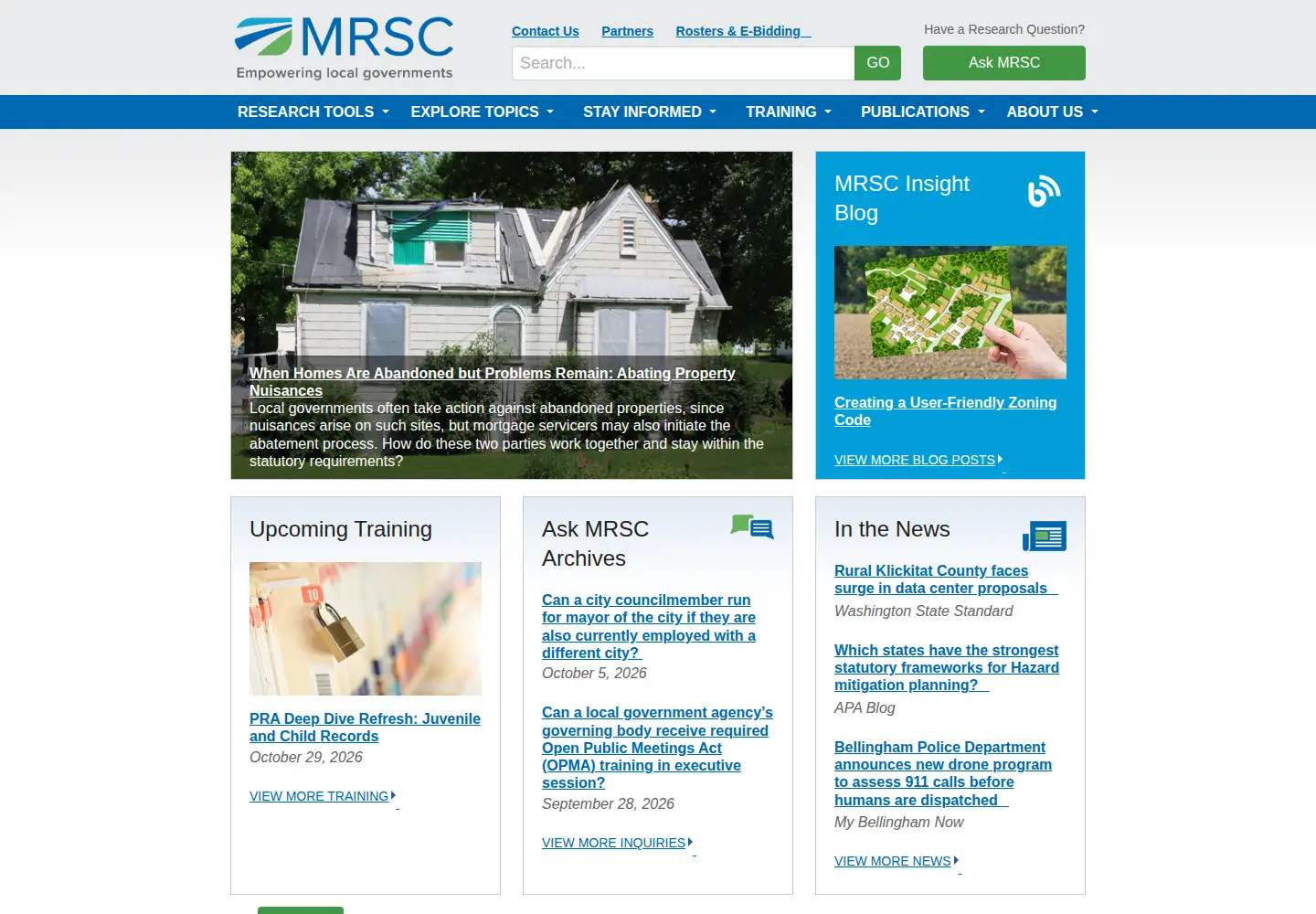 Screenshot of mrsc.org