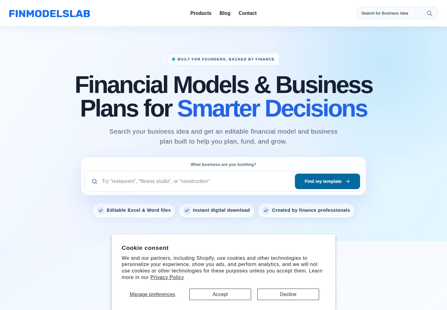 Captured homepage of finmodelslab.com in the current scan