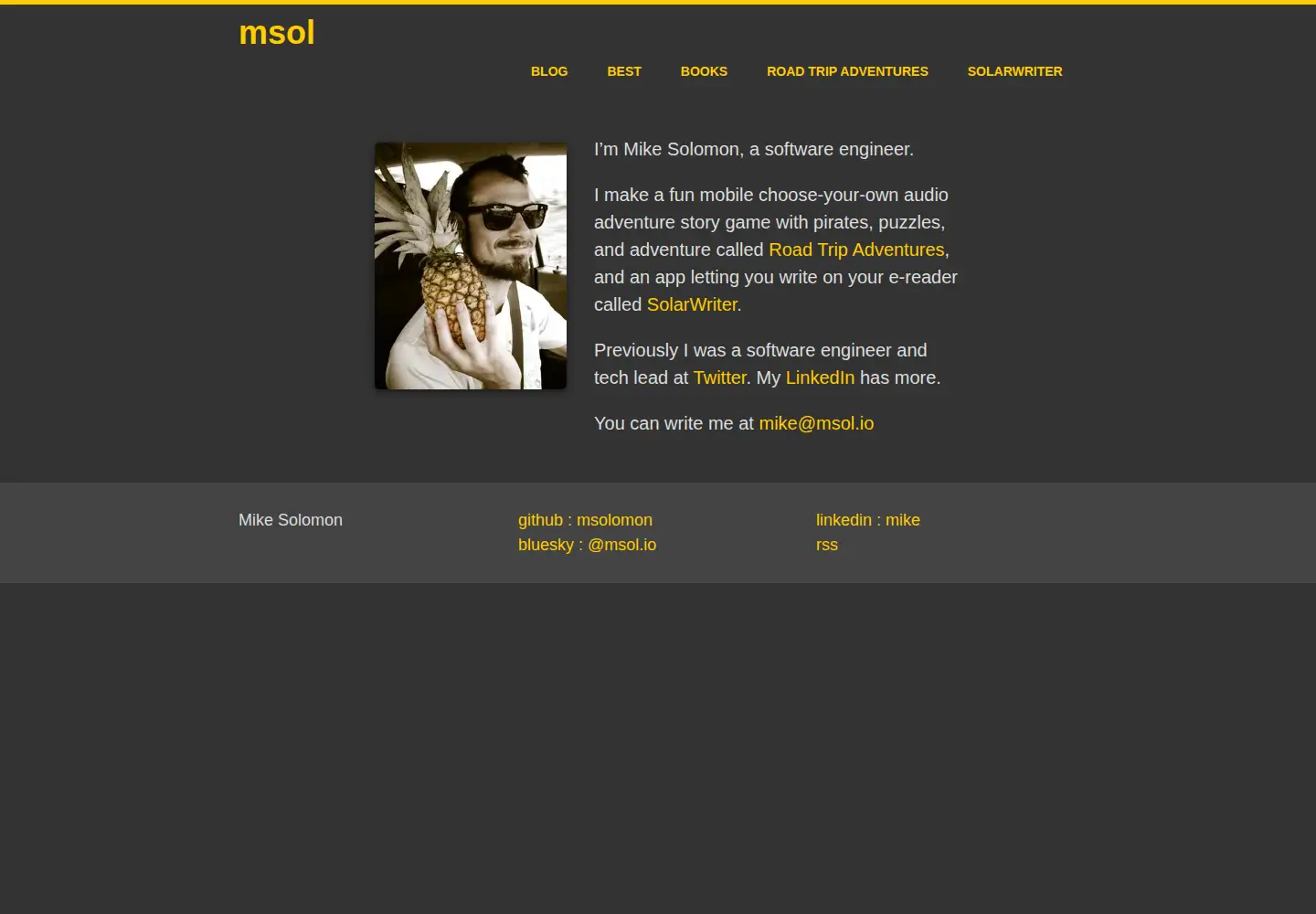 Captured homepage of msol.io in the current scan