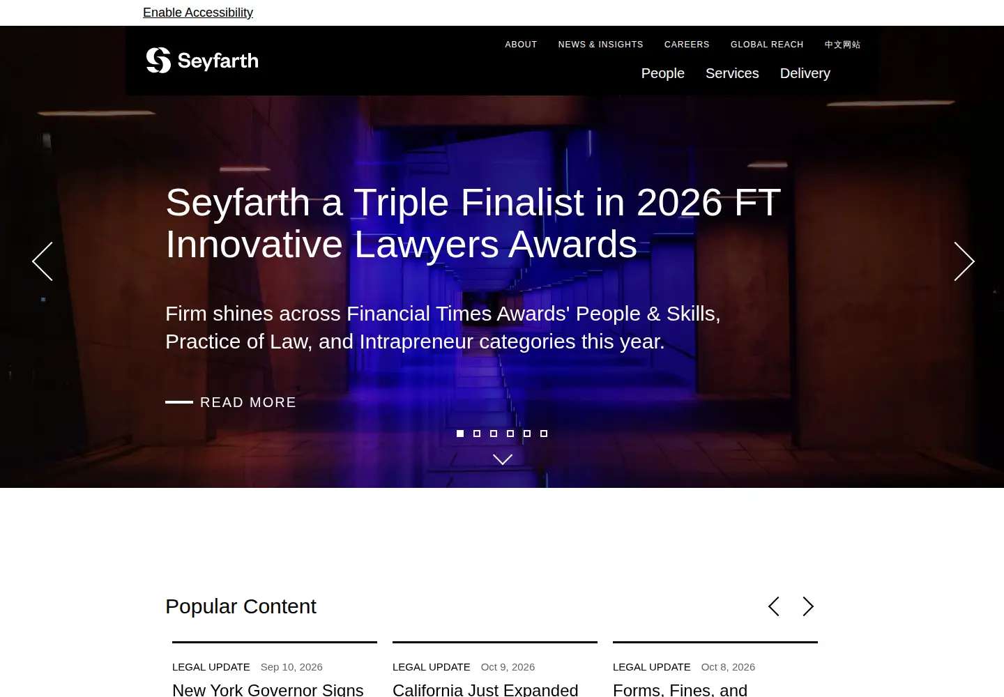 Captured homepage of seyfarth.com in the current scan