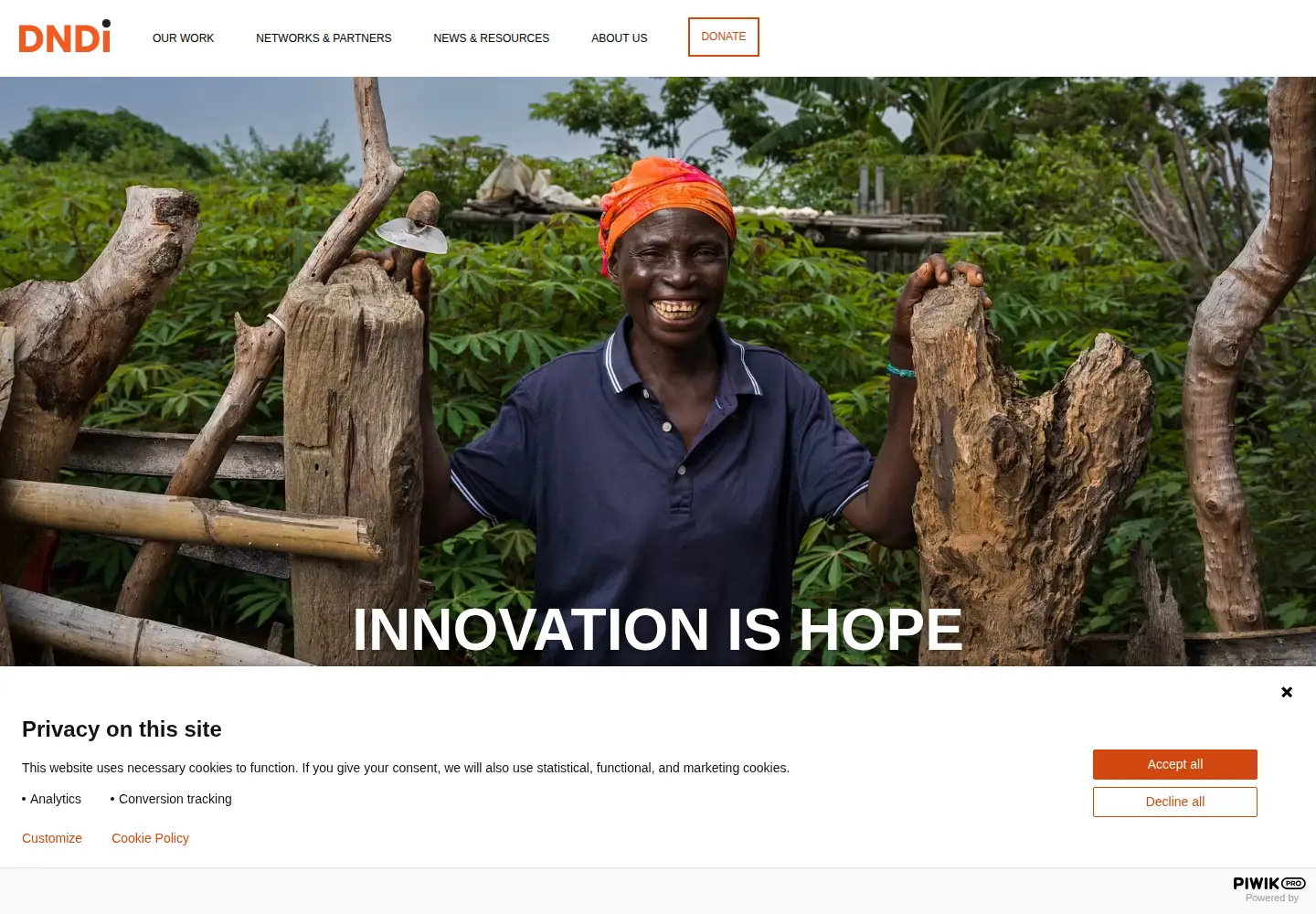 Captured homepage of dndi.org in the current scan