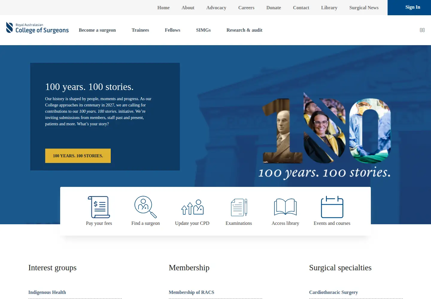 Screenshot of surgeons.org