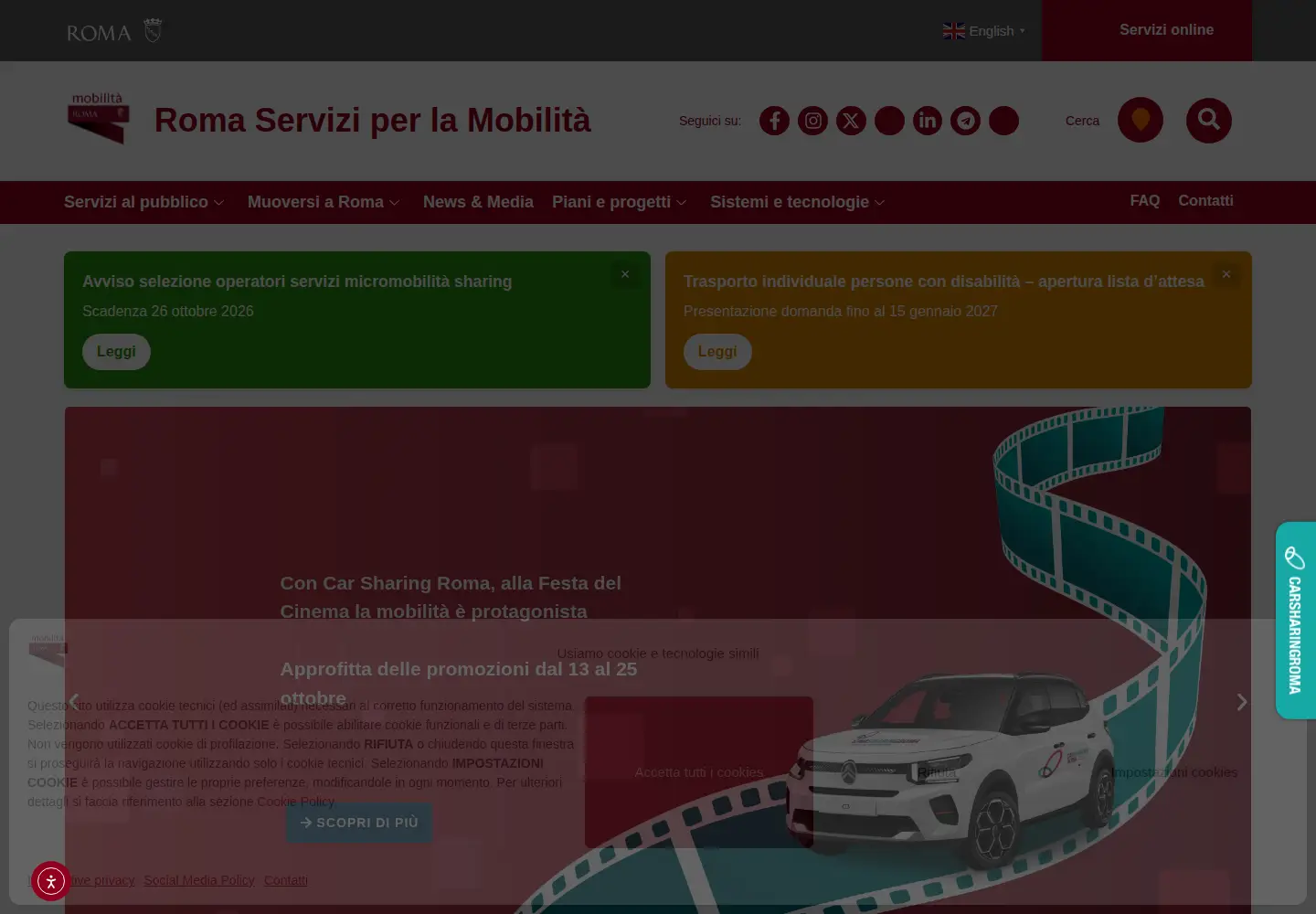 Captured homepage of romamobilita.it in the current scan