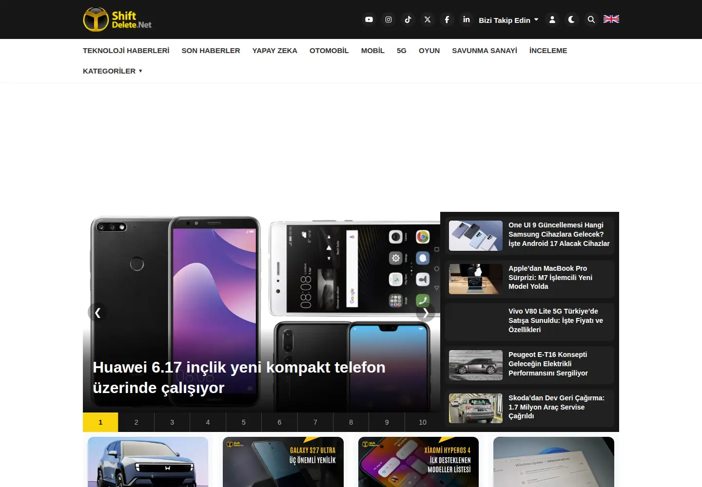 Captured homepage of shiftdelete.net in the current scan