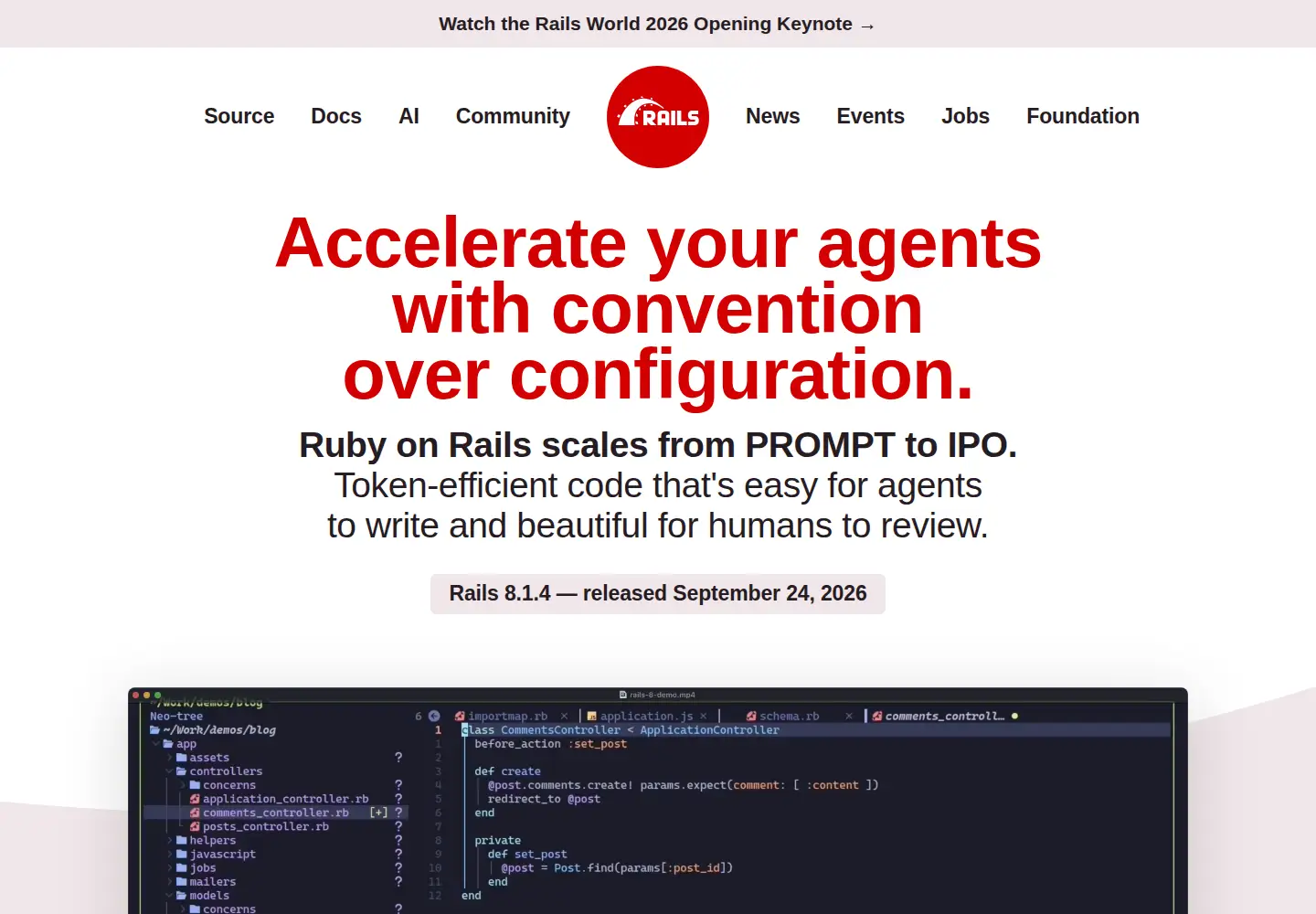 Captured homepage of rubyonrails.org in the current scan