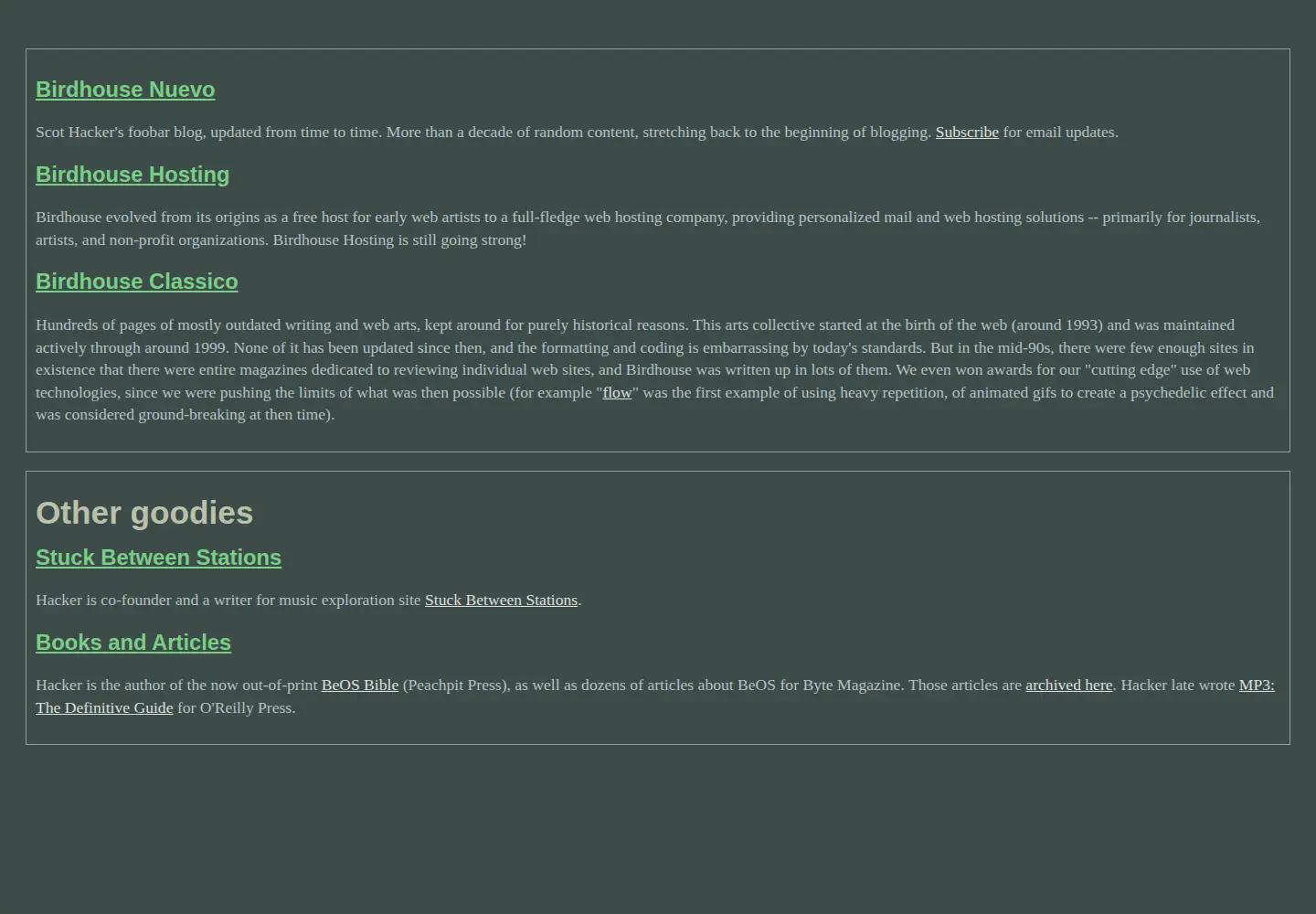 Screenshot of birdhouse.org