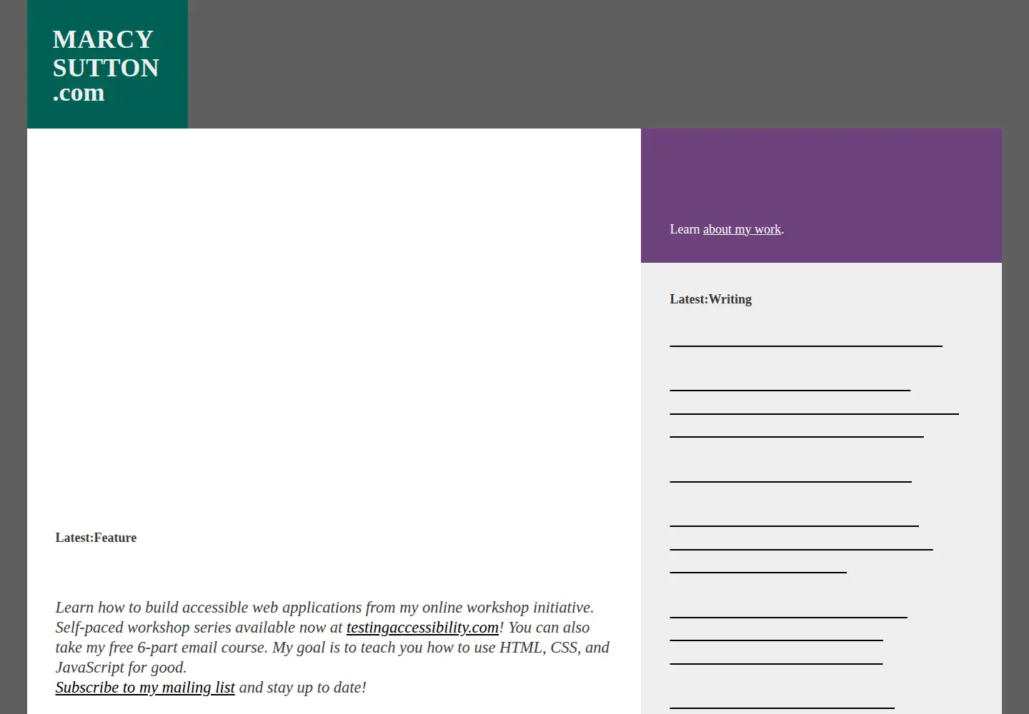 Screenshot of marcysutton.com