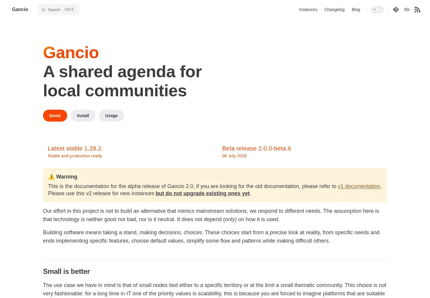 Screenshot of gancio.org