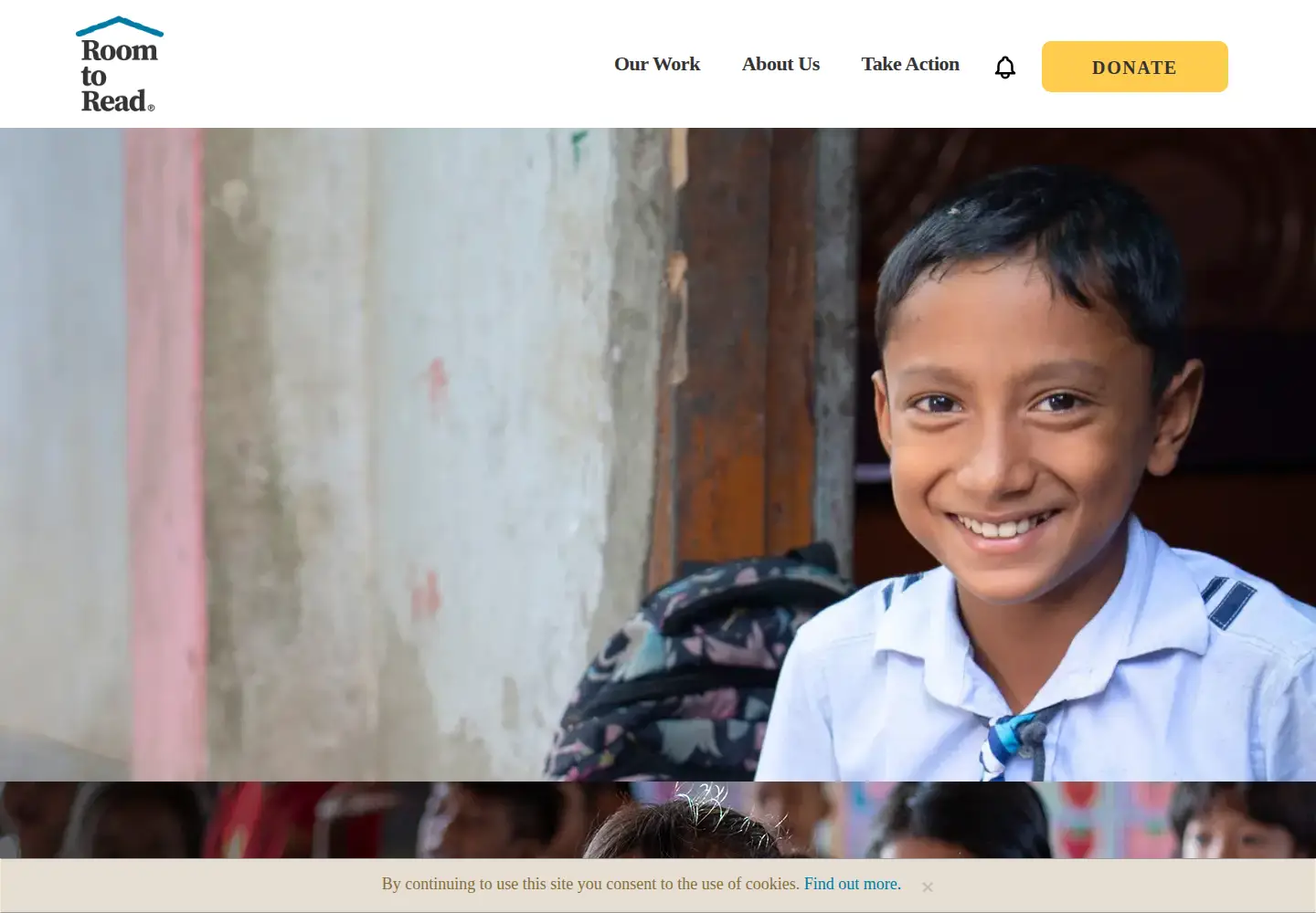 Captured homepage of roomtoread.org in the current scan