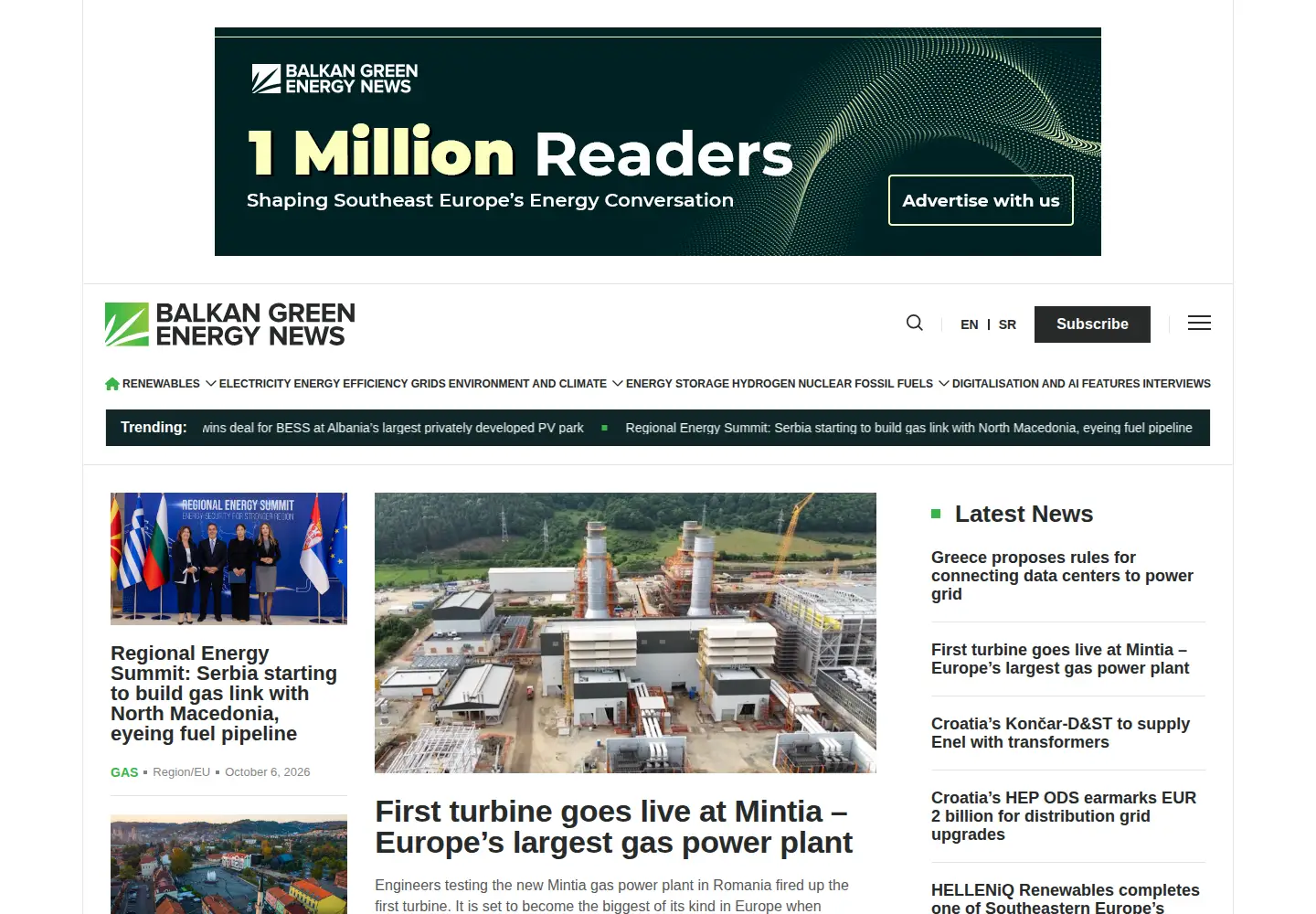 Captured homepage of balkangreenenergynews.com in the current scan
