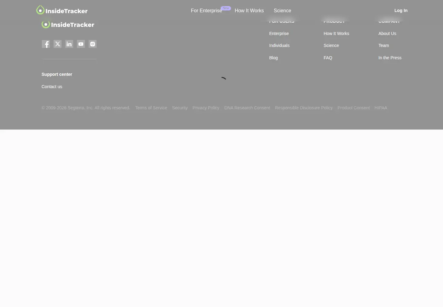 Captured homepage of insidetracker.com in the current scan