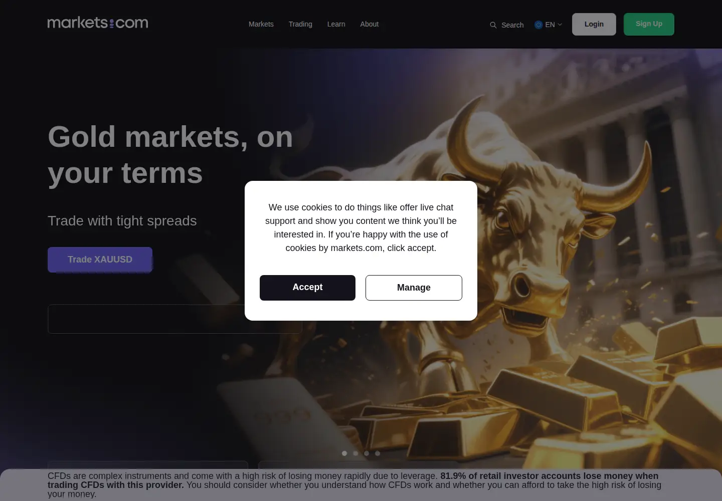 Screenshot of markets.com