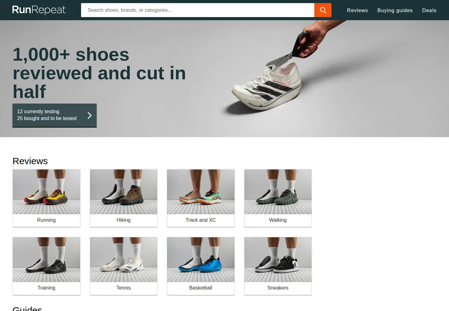 Screenshot of runrepeat.com