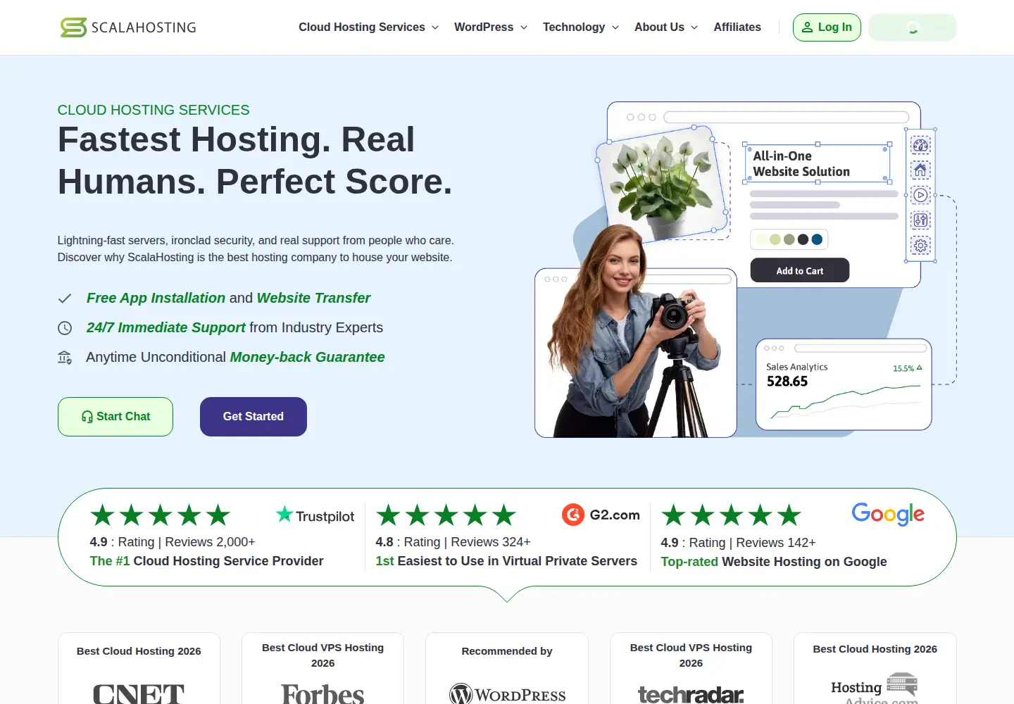 Captured homepage of scalahosting.com in the current scan