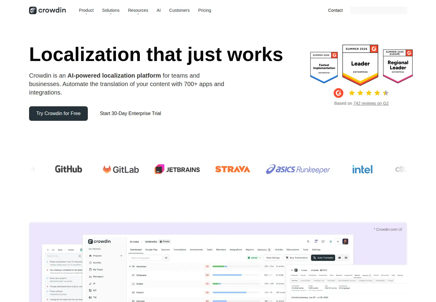 Screenshot of crowdin.net