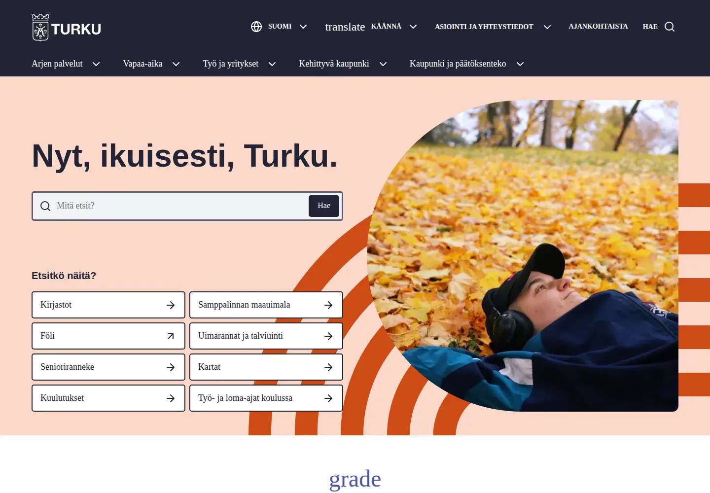 Captured homepage of turku.fi in the current scan