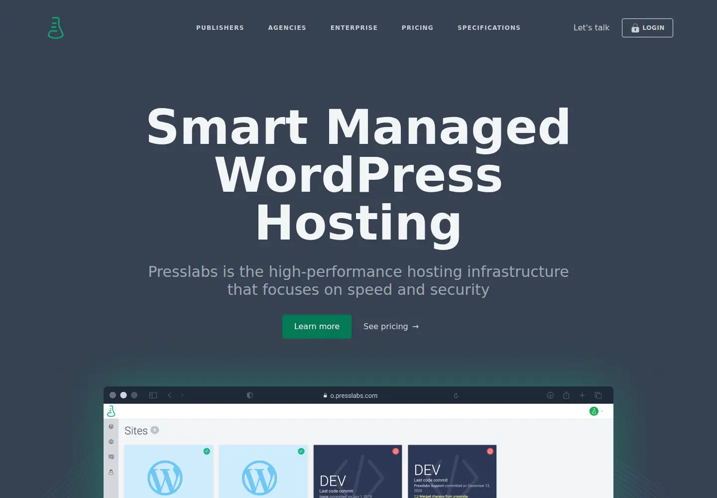 Captured homepage of presslabs.com in the current scan