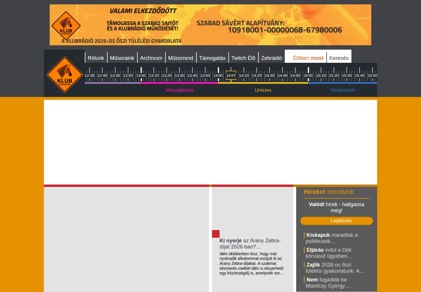 Screenshot of klubradio.hu