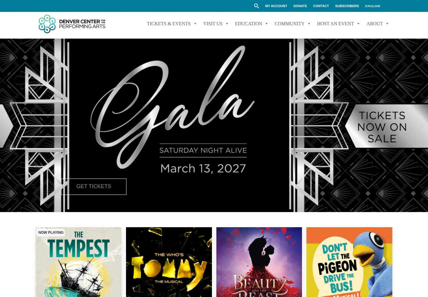 Captured homepage of denvercenter.org in the current scan
