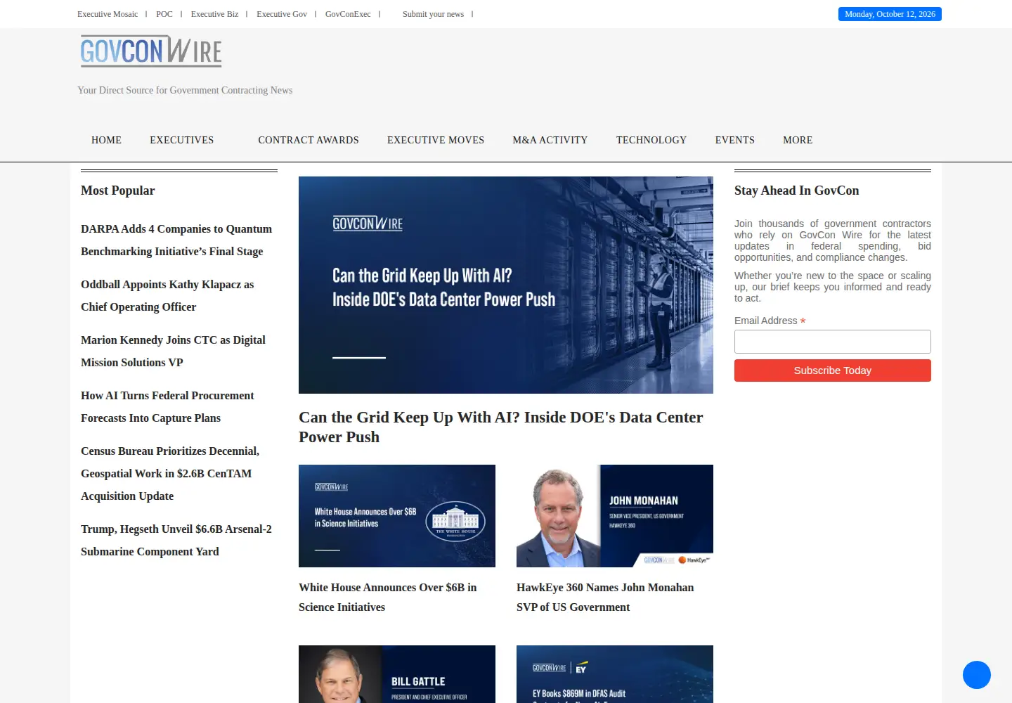 Captured homepage of govconwire.com in the current scan