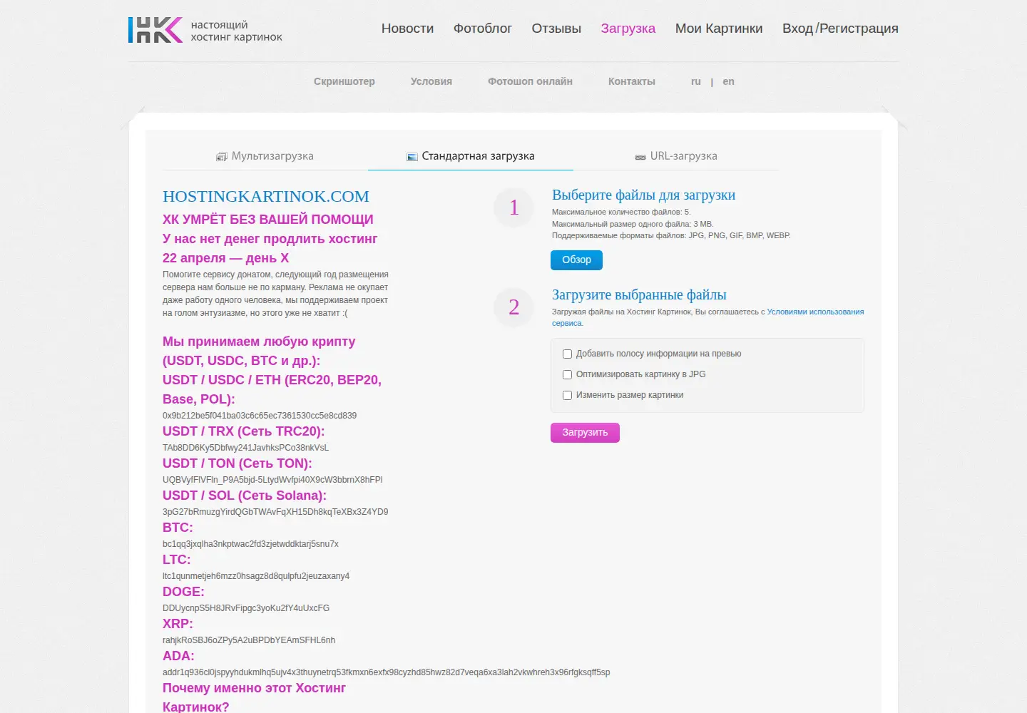 Captured homepage of hostingkartinok.com in the current scan