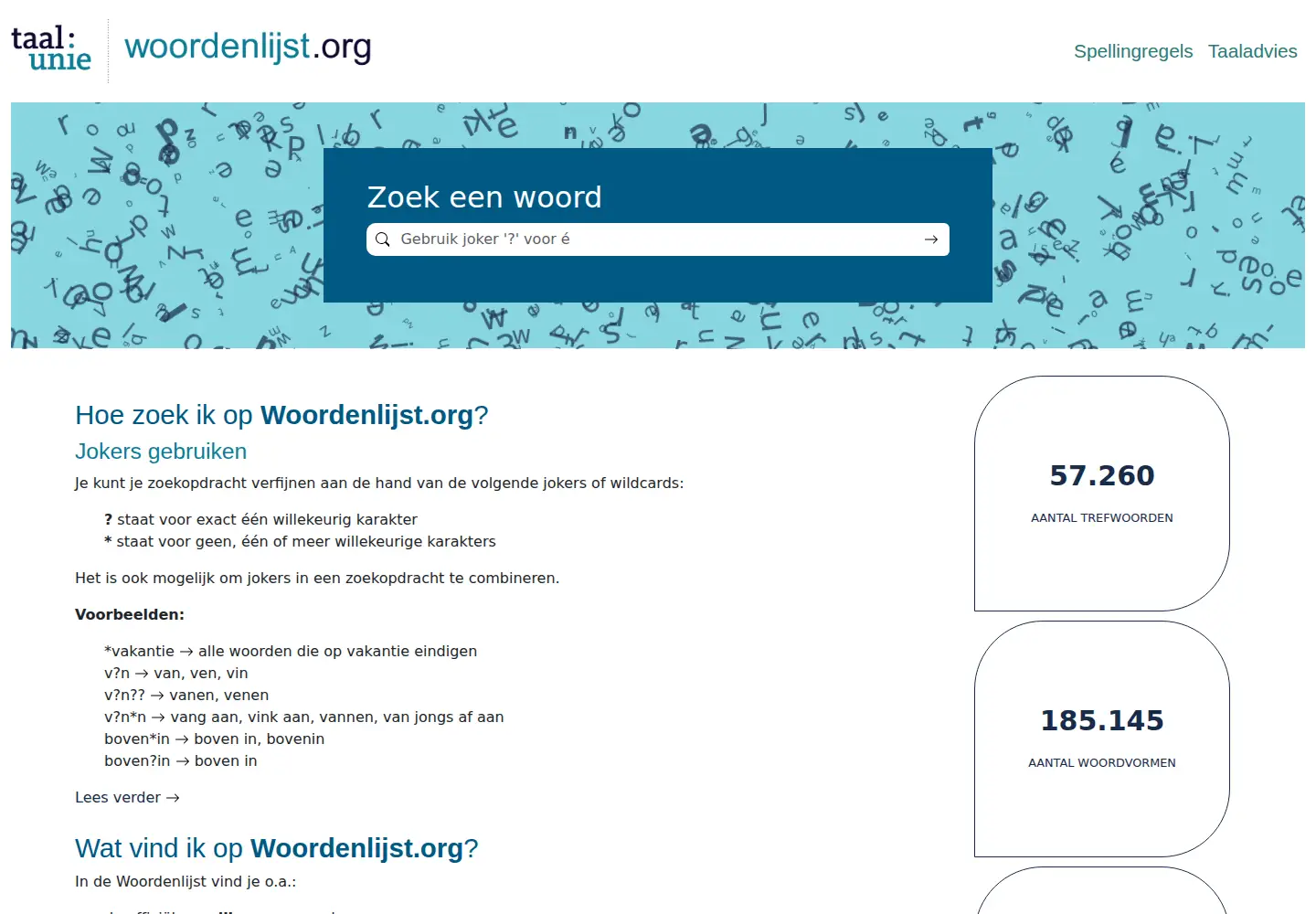 Screenshot of woordenlijst.org