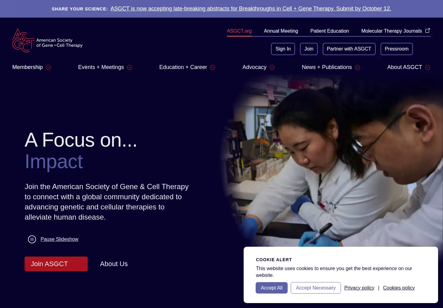 Screenshot of asgct.org
