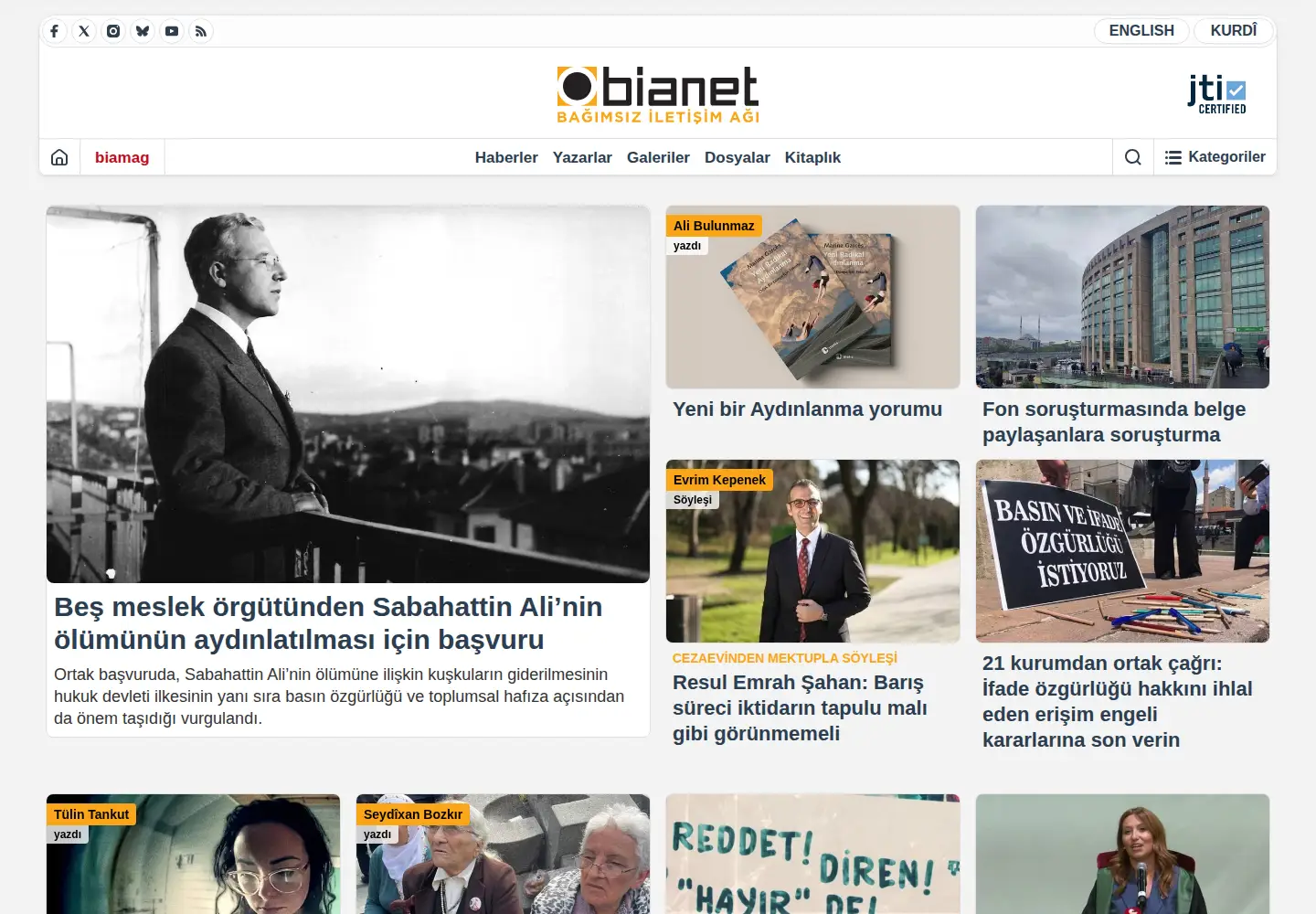Screenshot of bianet.org