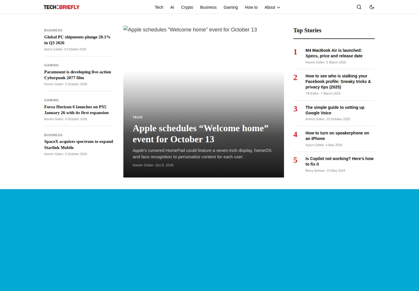 Screenshot of techbriefly.com