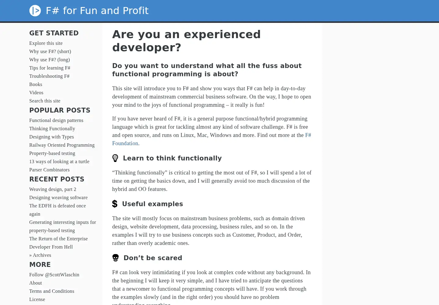 Captured homepage of fsharpforfunandprofit.com in the current scan