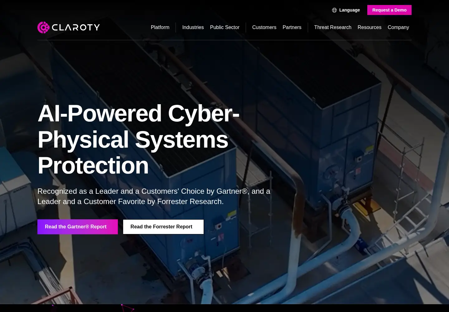 Captured homepage of claroty.com in the current scan