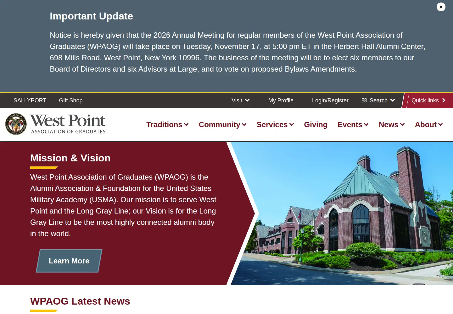 Screenshot of westpointaog.org