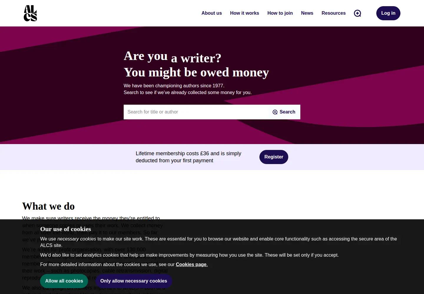 Screenshot of alcs.co.uk