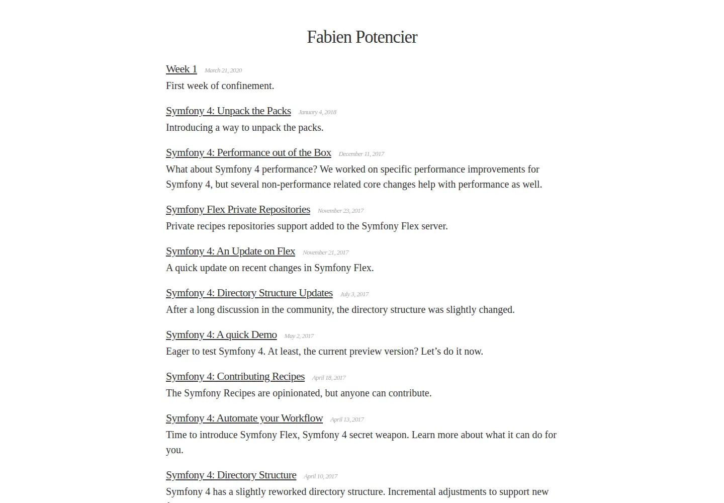Screenshot of potencier.org