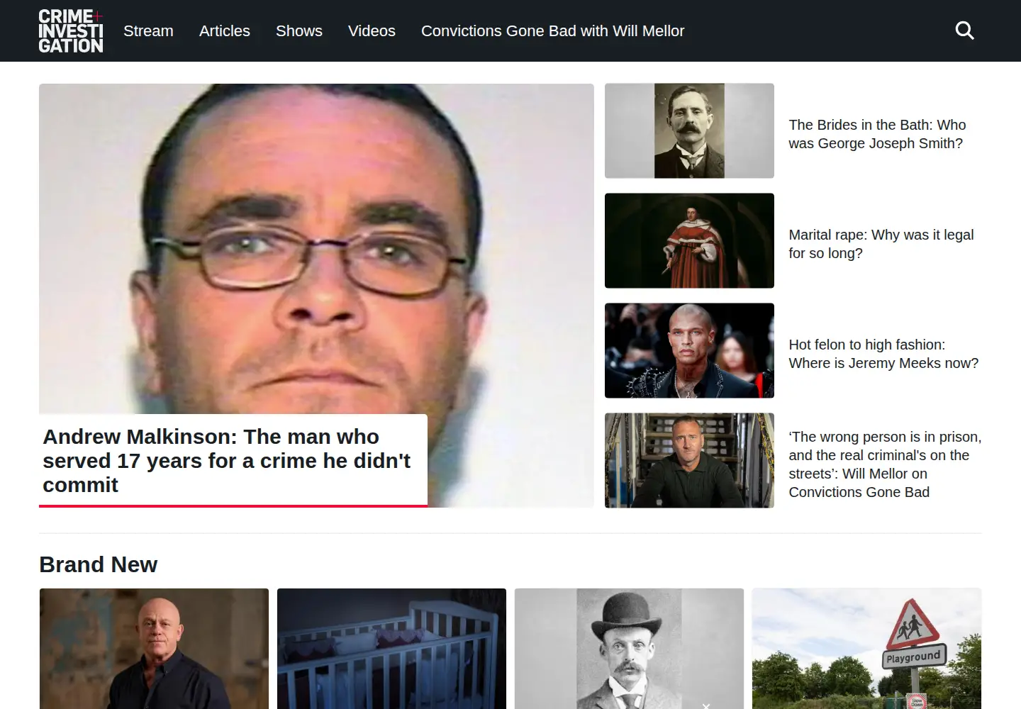 Screenshot of crimeandinvestigation.co.uk