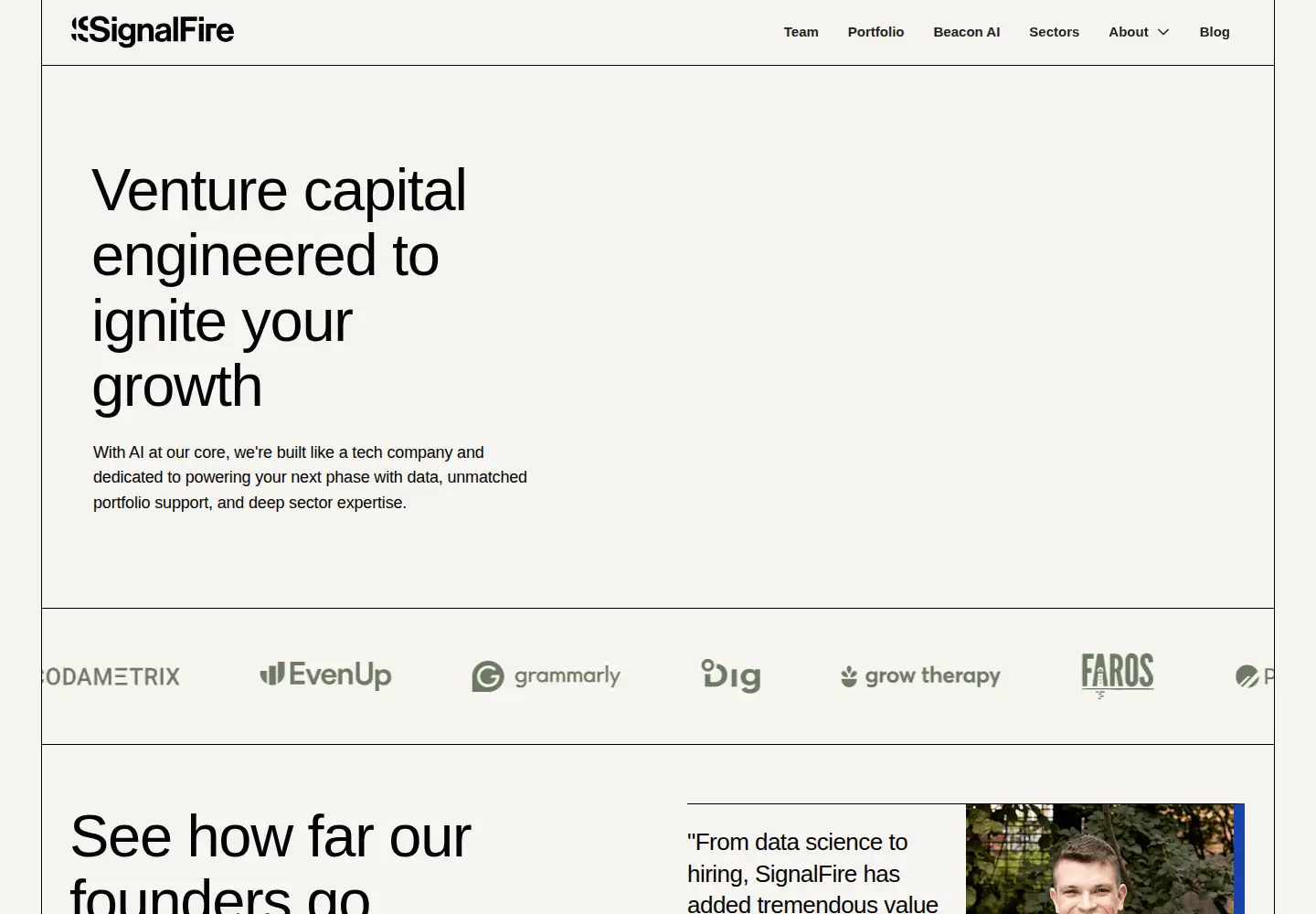 Screenshot of signalfire.com