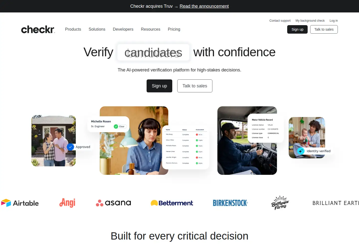 Screenshot of checkr.com