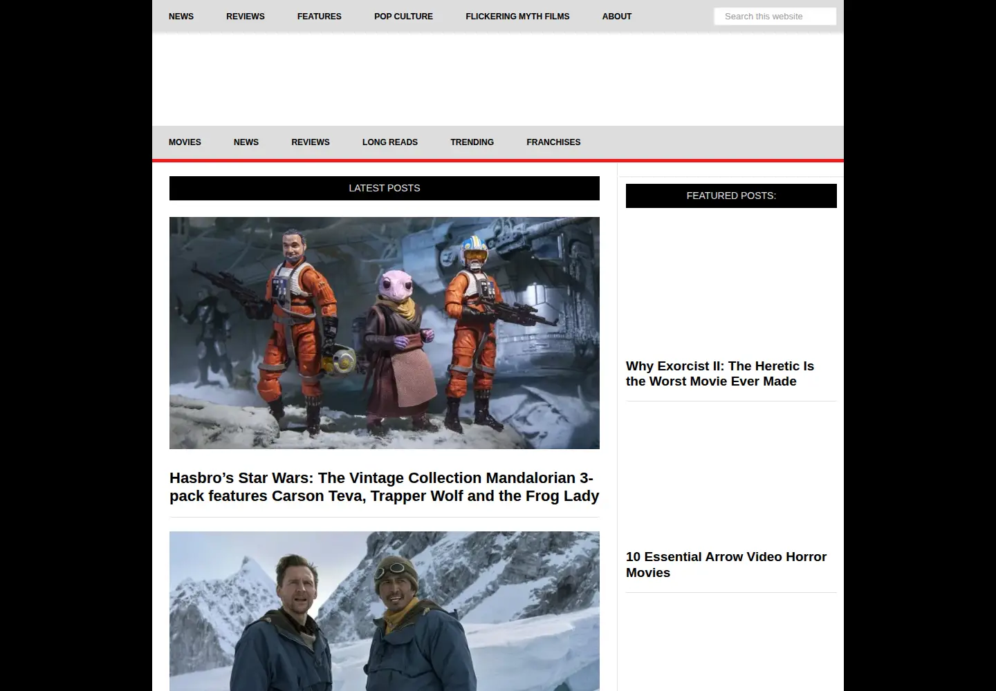 Captured homepage of flickeringmyth.com in the current scan