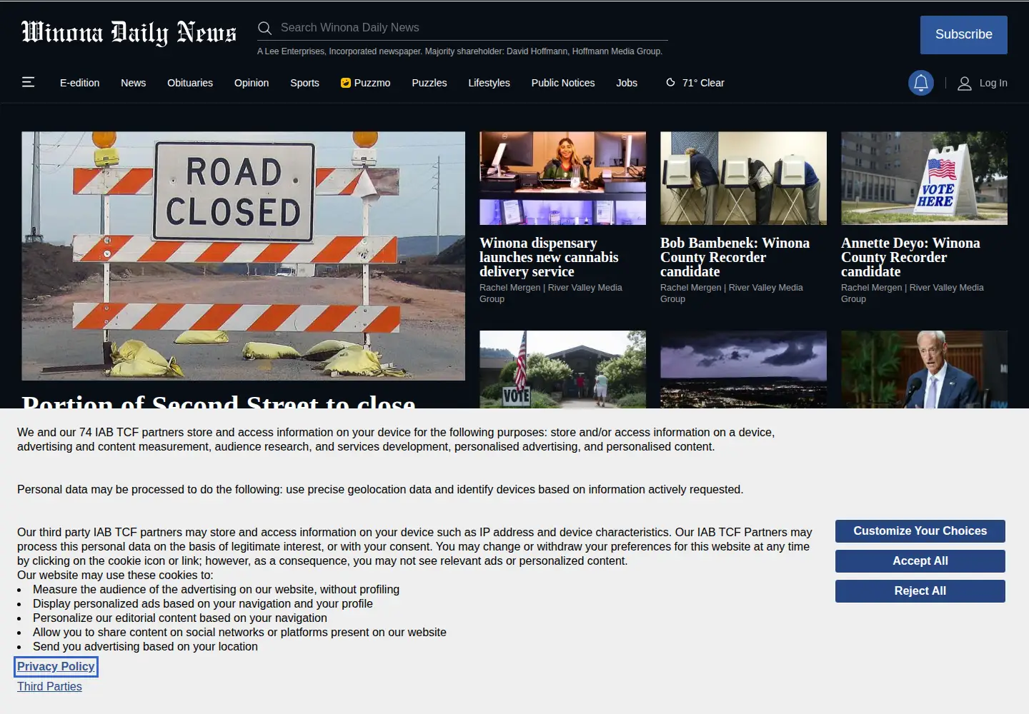 Screenshot of winonadailynews.com