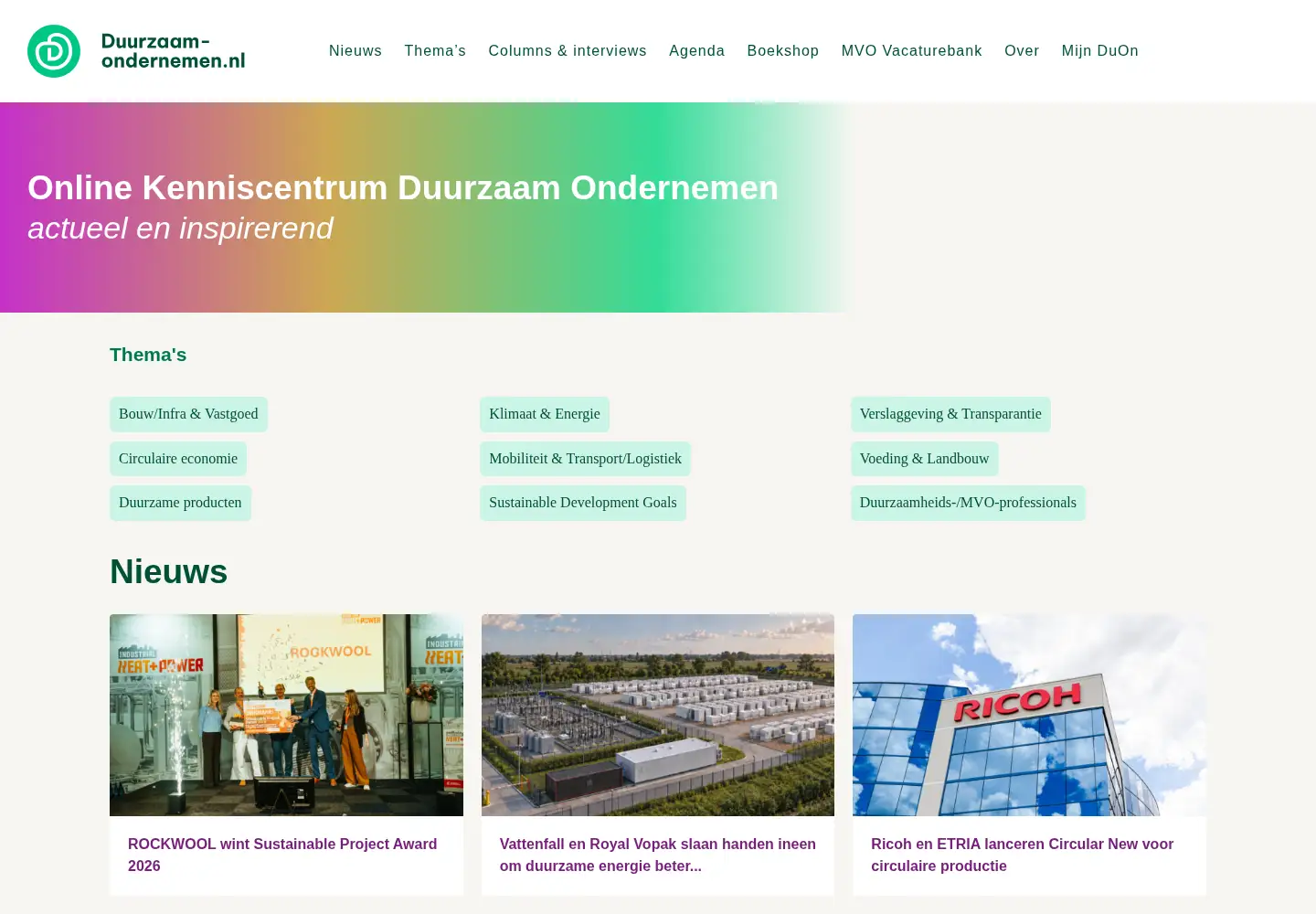 Screenshot of duurzaam-ondernemen.nl