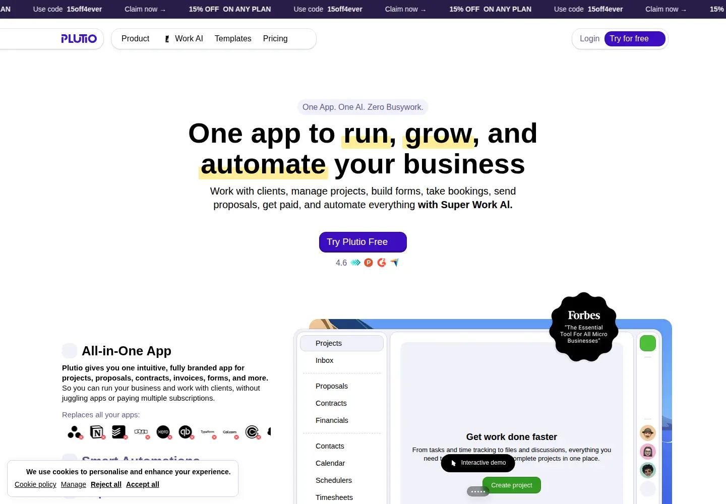 Screenshot of plutio.com