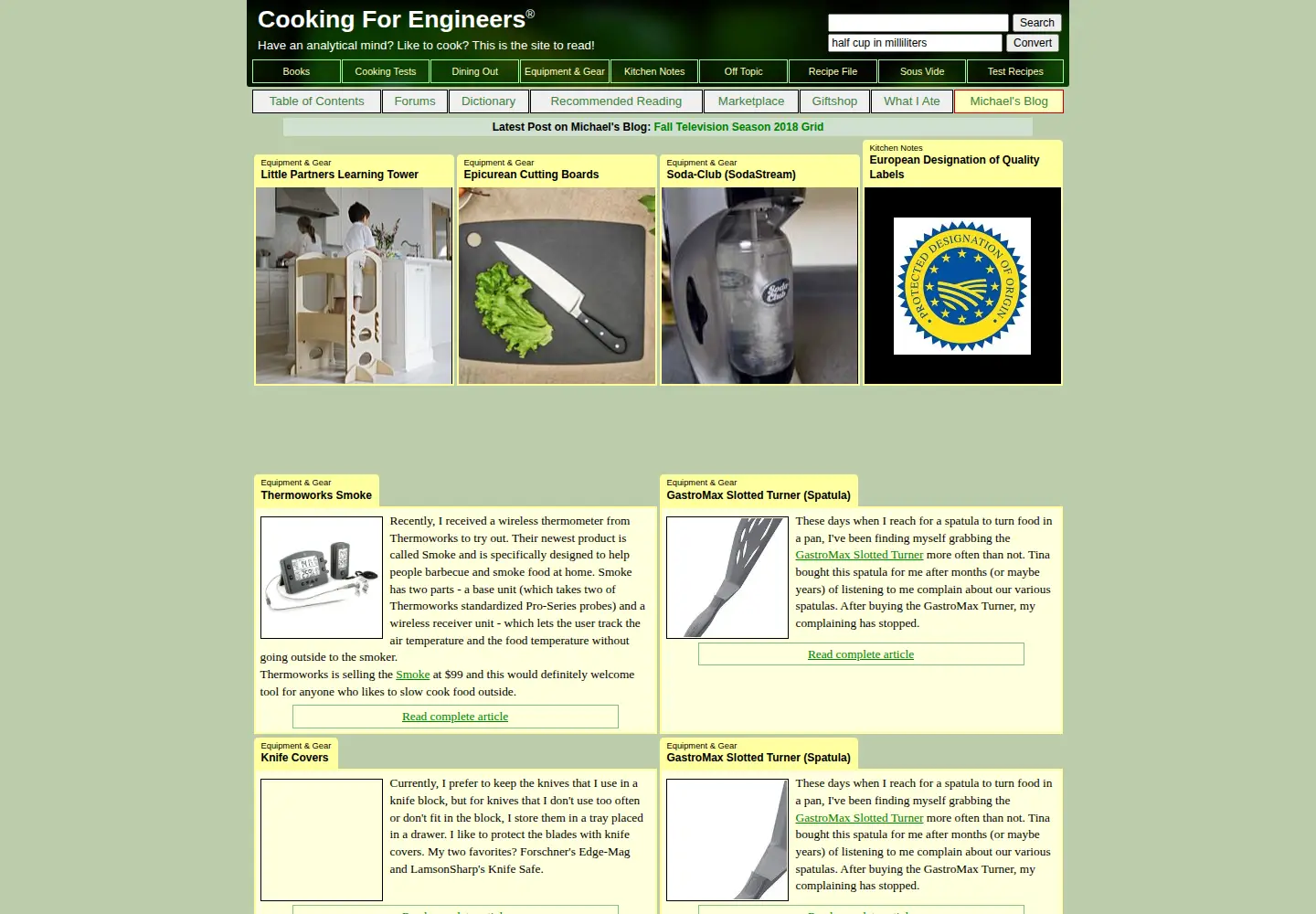 Captured homepage of cookingforengineers.com in the current scan