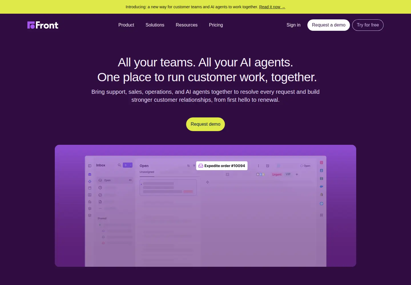 Captured homepage of front.com in the current scan