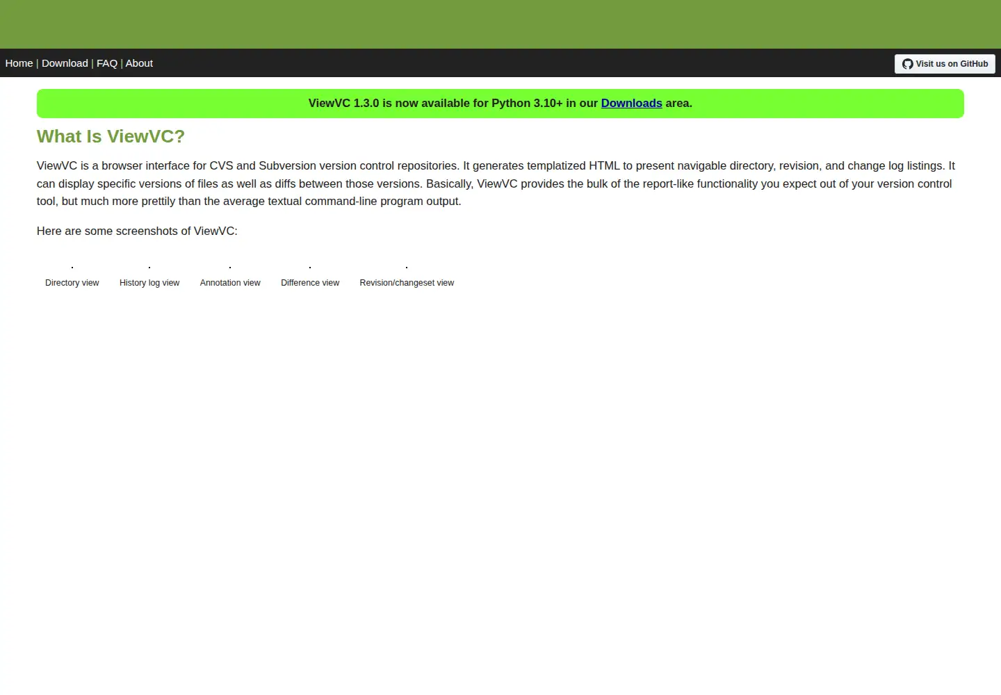 Screenshot of viewvc.org